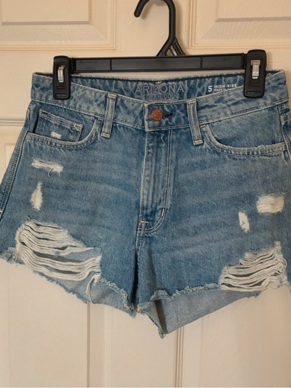 Arizona Jean Company Distressed High-Rise Denim Shorts